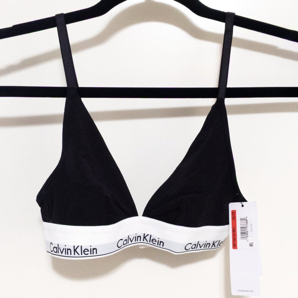 NWT Calvin Klein Women's Cotton Lightly Lined Triangle Wireless Bralette Size XS